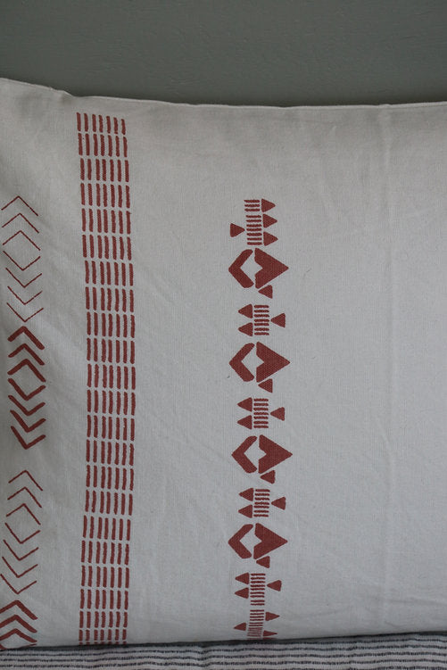 Cushion Cover Hand Block Printed Terracota