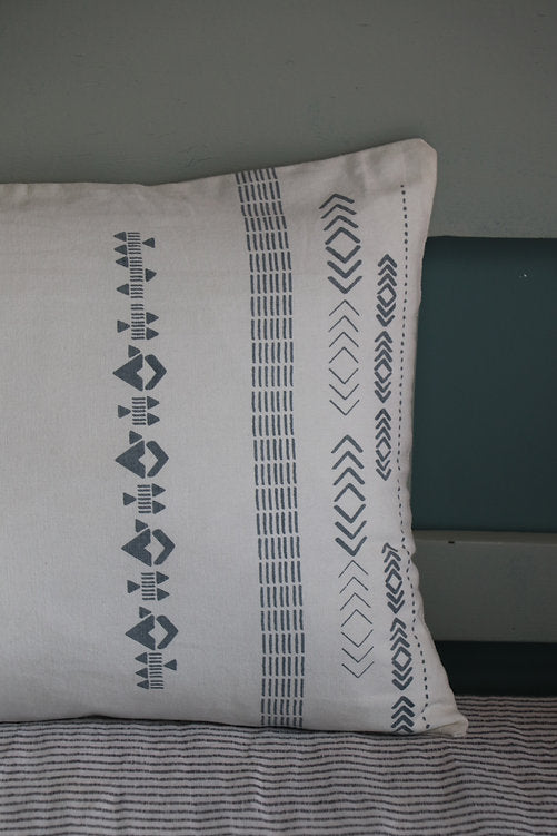 Cushion Cover Hand Block Printed Khakhi