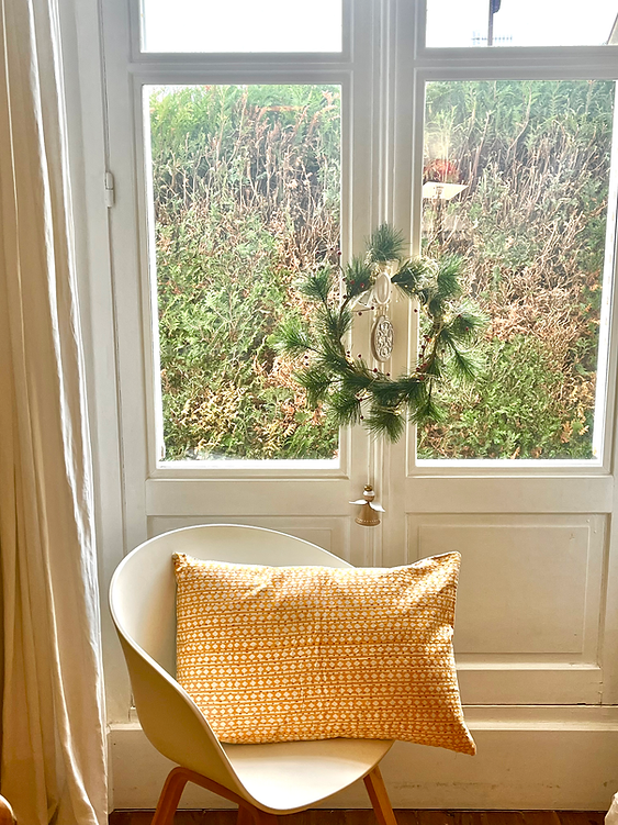 Cushion Cover Kantha Yellow