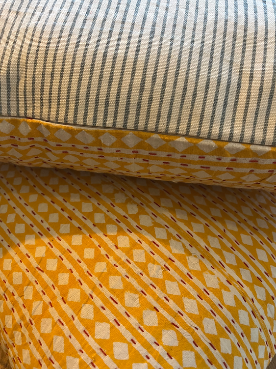 Cushion Cover Kantha Yellow