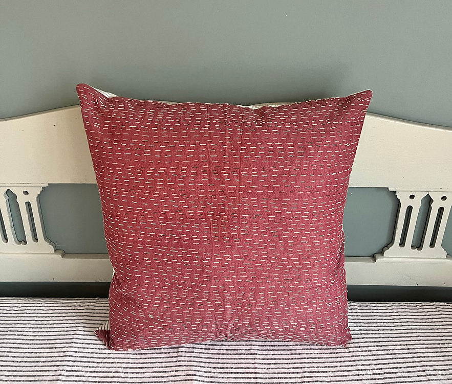 Cushion Cover Kantha Maroon