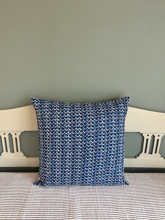 Cushion Cover Kantha Indigo