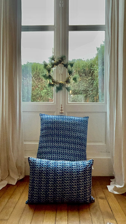 Cushion Cover Kantha Indigo