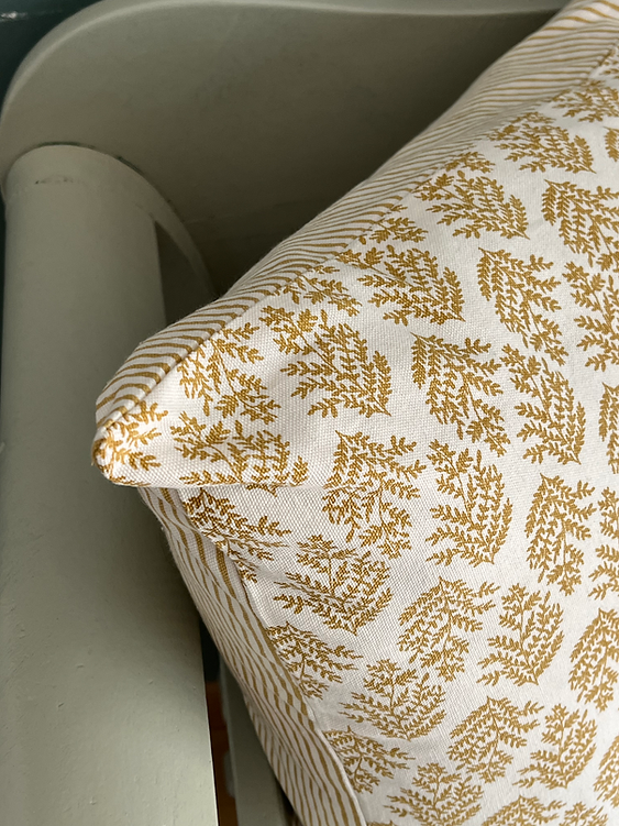 Cushion Cover Striped Mustard