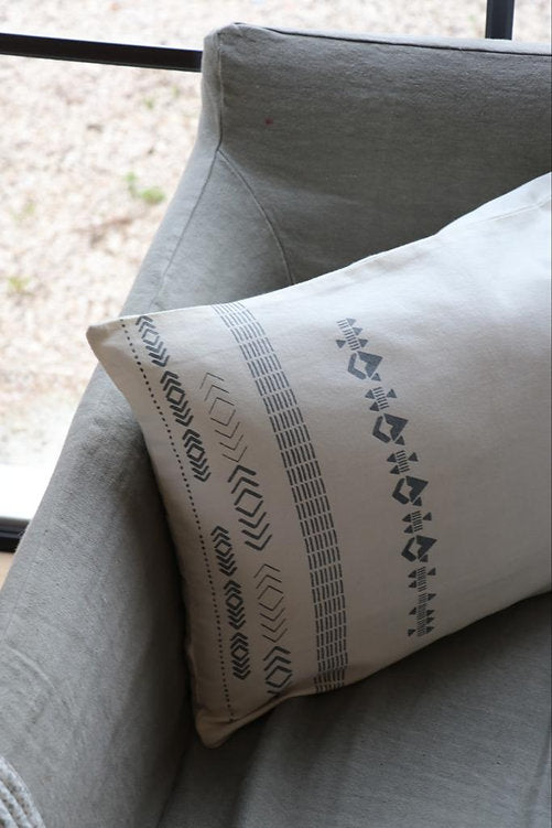 Cushion Cover Hand Block Printed Charcoal