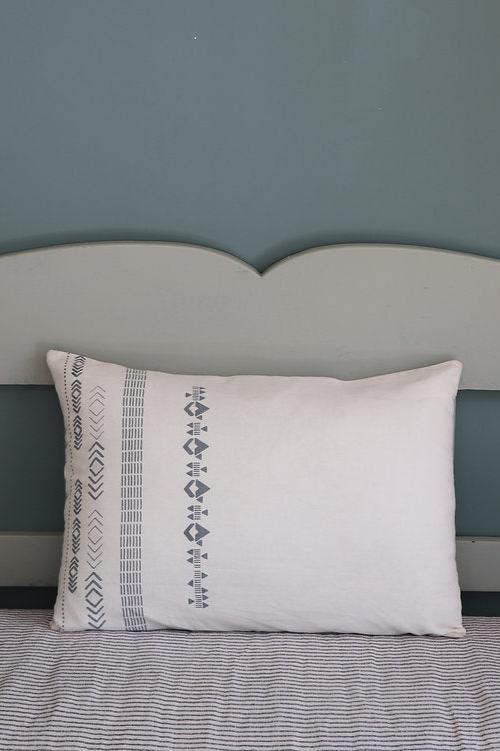 Cushion Cover Hand Block Printed Khakhi